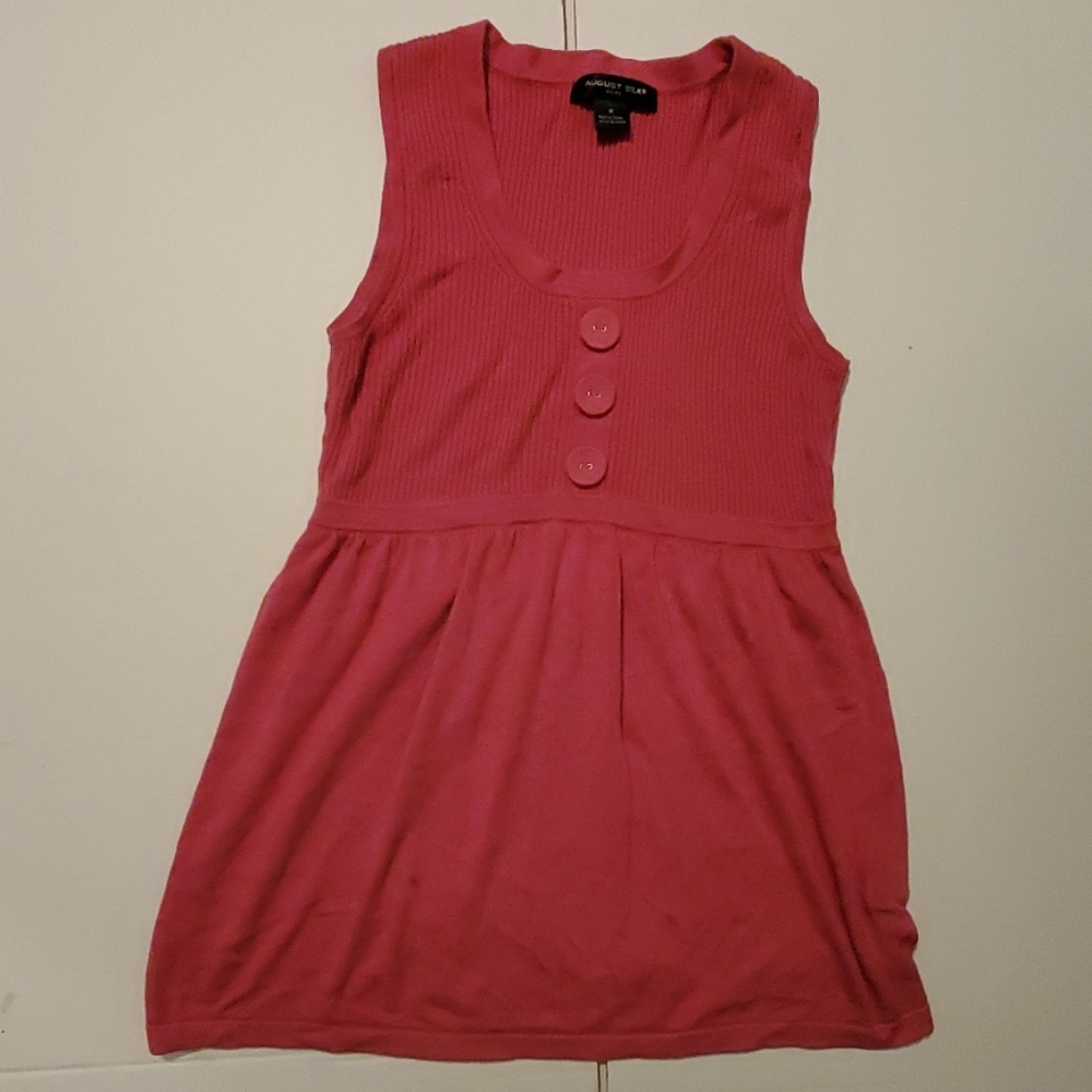 Cute Pink Knit Babydoll Sleeveless Dress